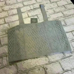 NWT Women’s H&M Gray Blue Cable Knit Wool Blend Crop Top Size Large